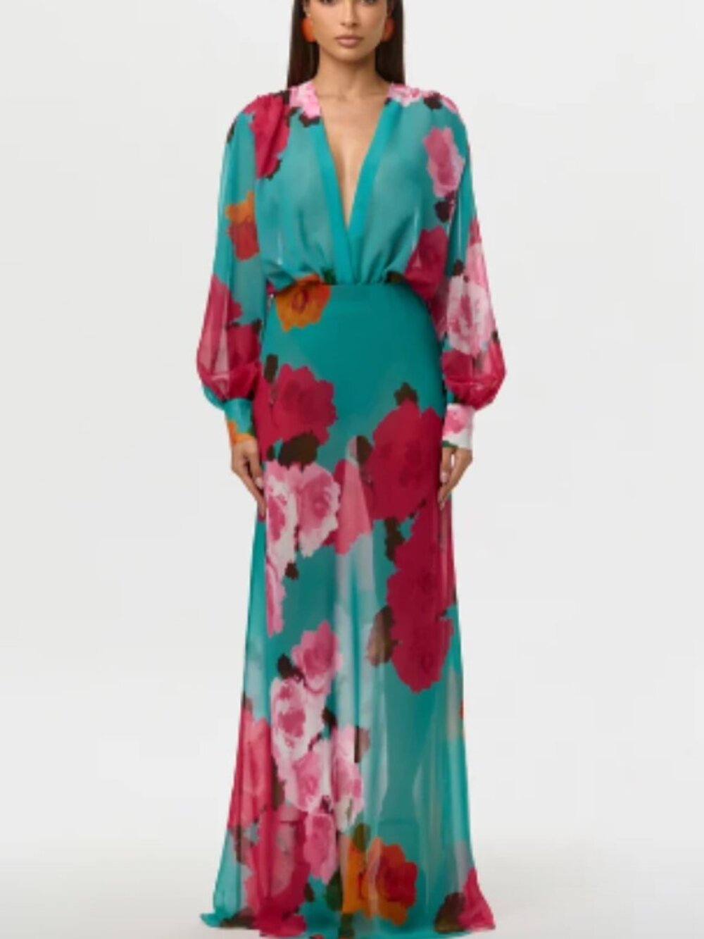 NWT Chiffon Floral Bodysuit + Maxi Skirt Set | Flora Spritz | S naked wardrobe